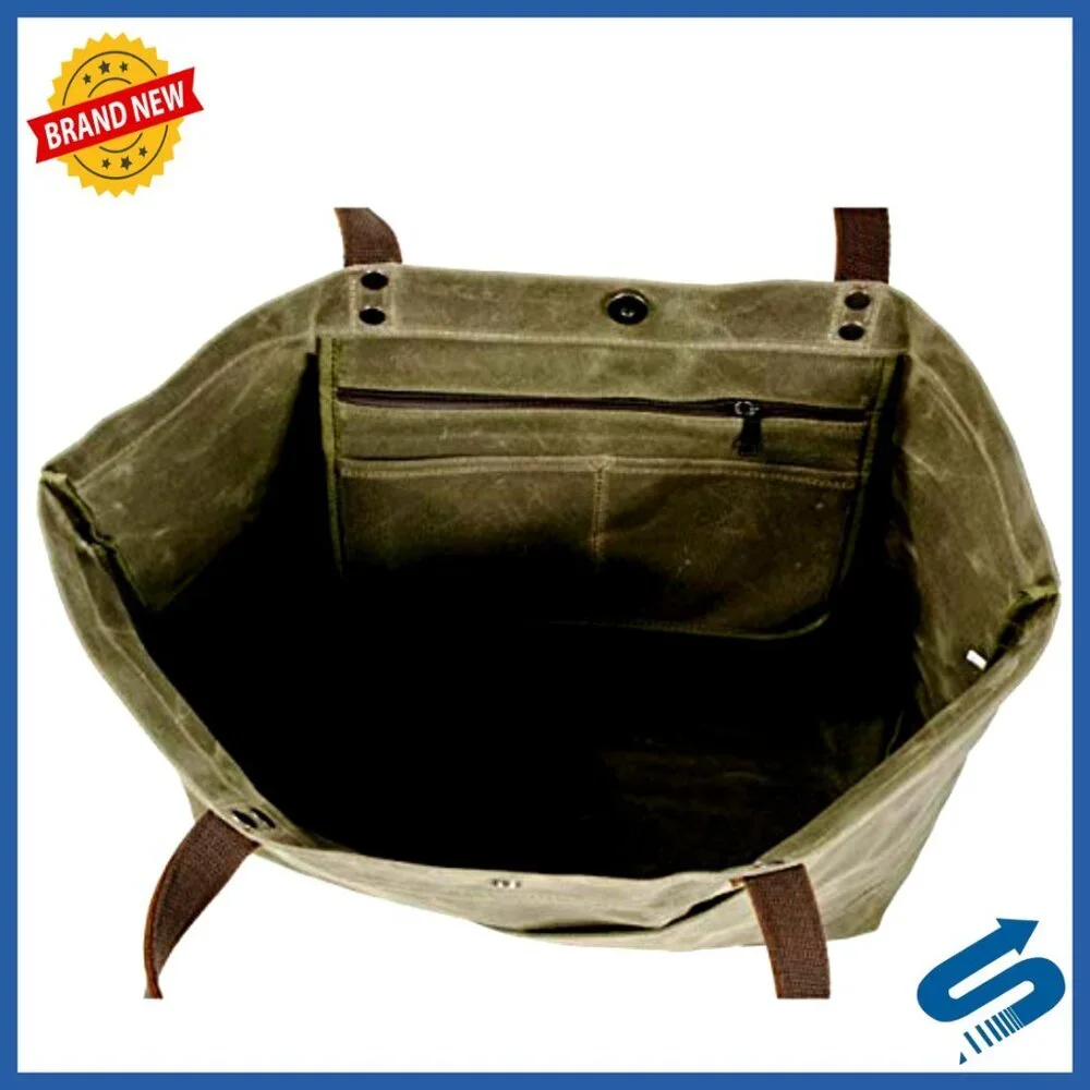 Waxed Canvas Travel Tote Bag Extra Large Carryall Shoulder Bag Durable